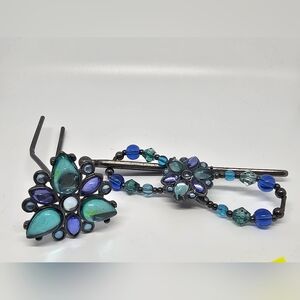Lila Rose Small Blue and Green Beaded Flexi And Large U-pin (Set)
